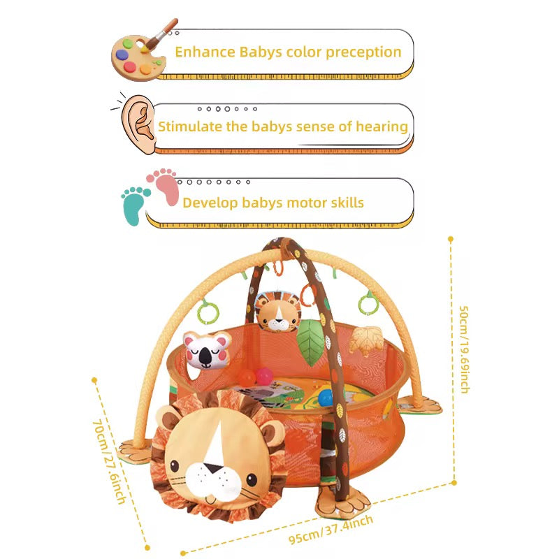 3-in-1 Lion Discovery Baby Play Mat & Ball Pit