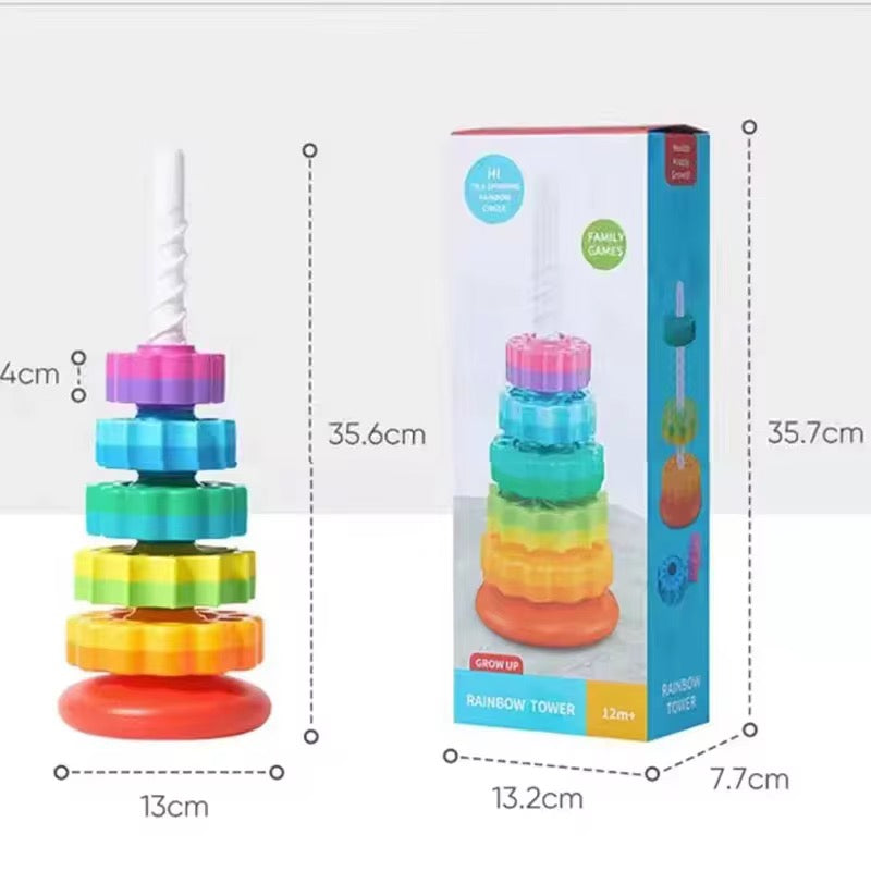Spinning Rainbow Stack Tower