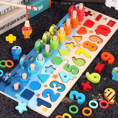 Wooden Number & Fishing Game