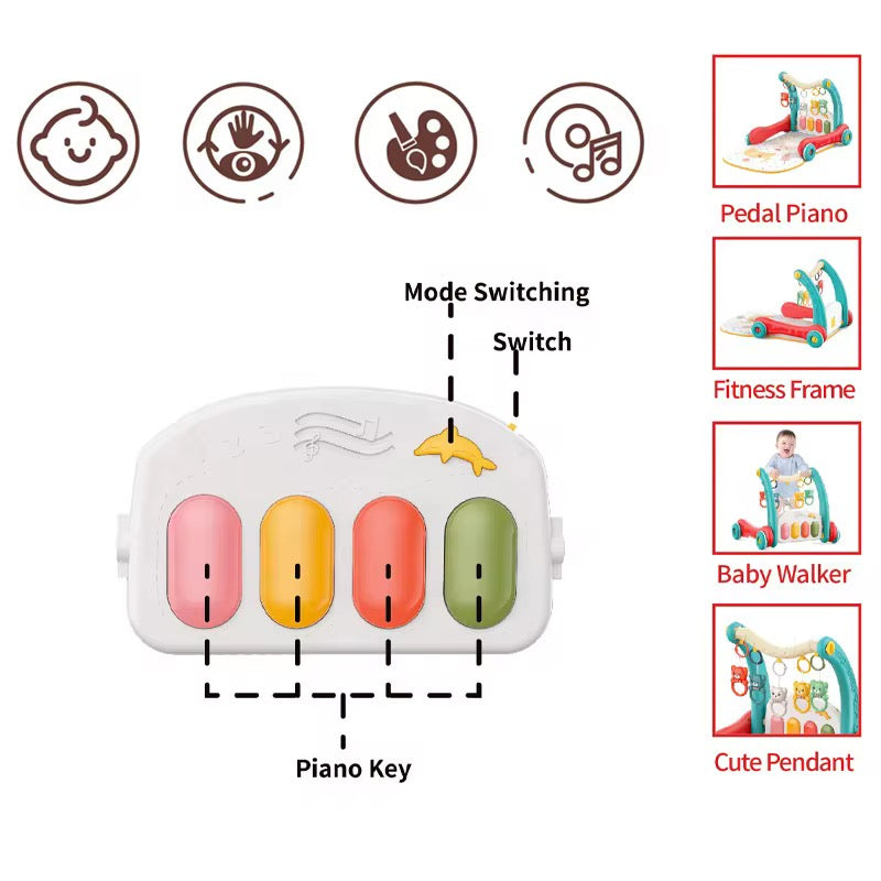 2-in-1 Multi-Function Pedal Piano & Baby Walker