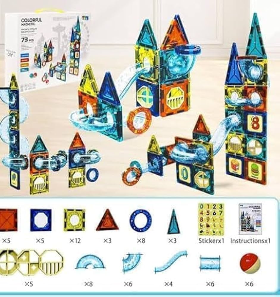 Magnetic Pipeline Building Blocks 73 pcs