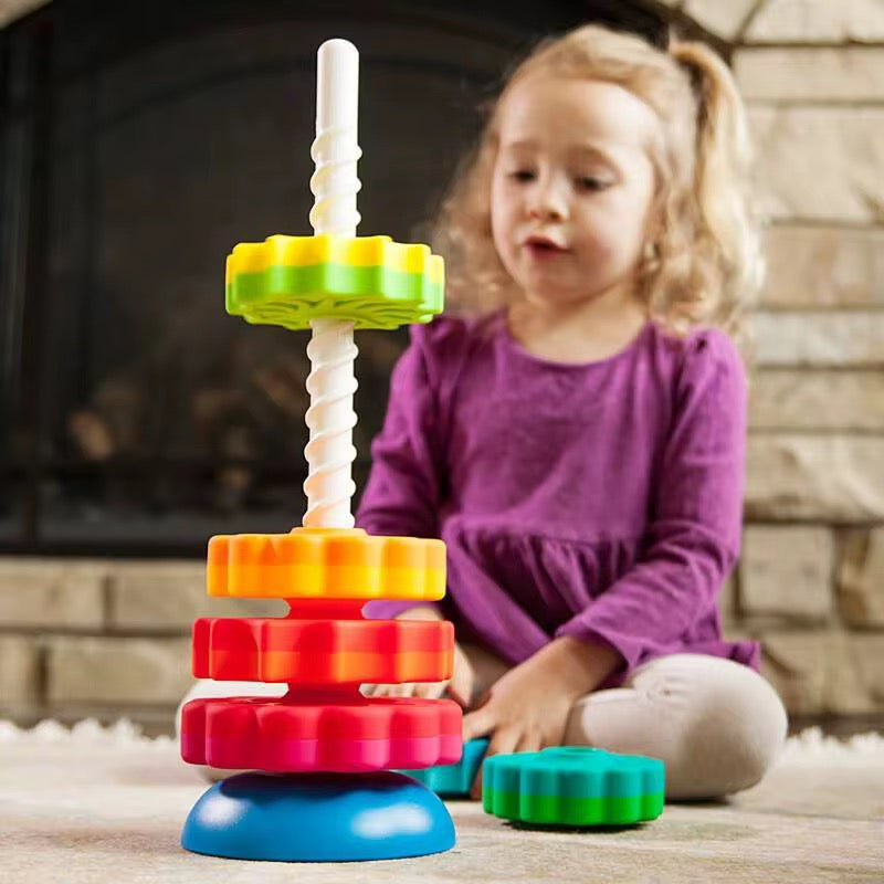 Spinning Rainbow Stack Tower
