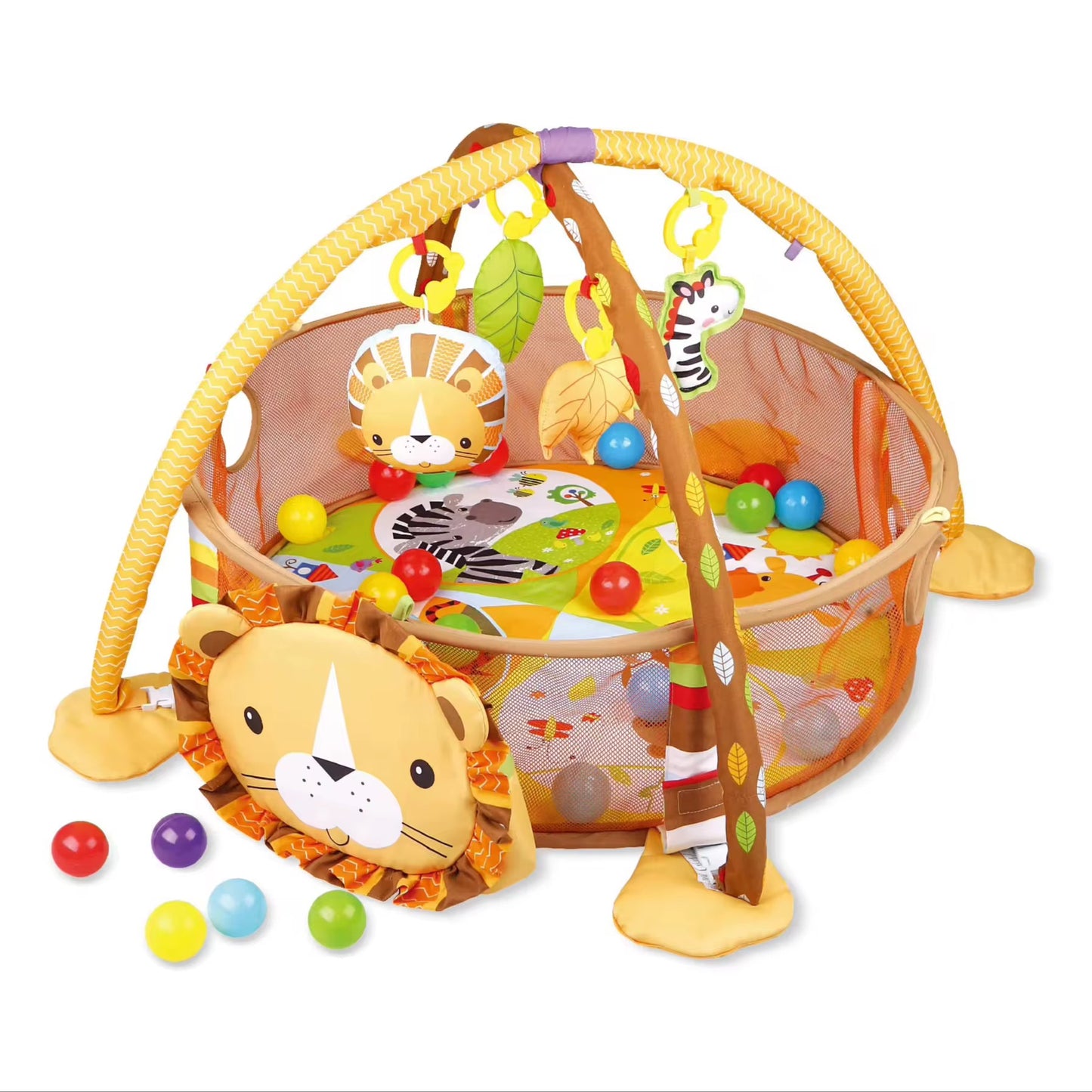 3-in-1 Lion Discovery Baby Play Mat & Ball Pit