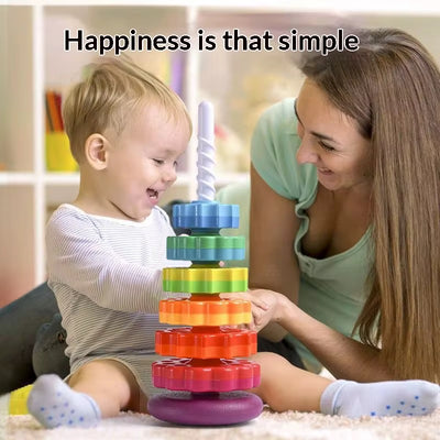 Spinning Rainbow Stack Tower