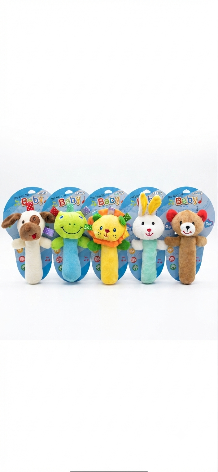 Baby Plush Animal Rattle Set