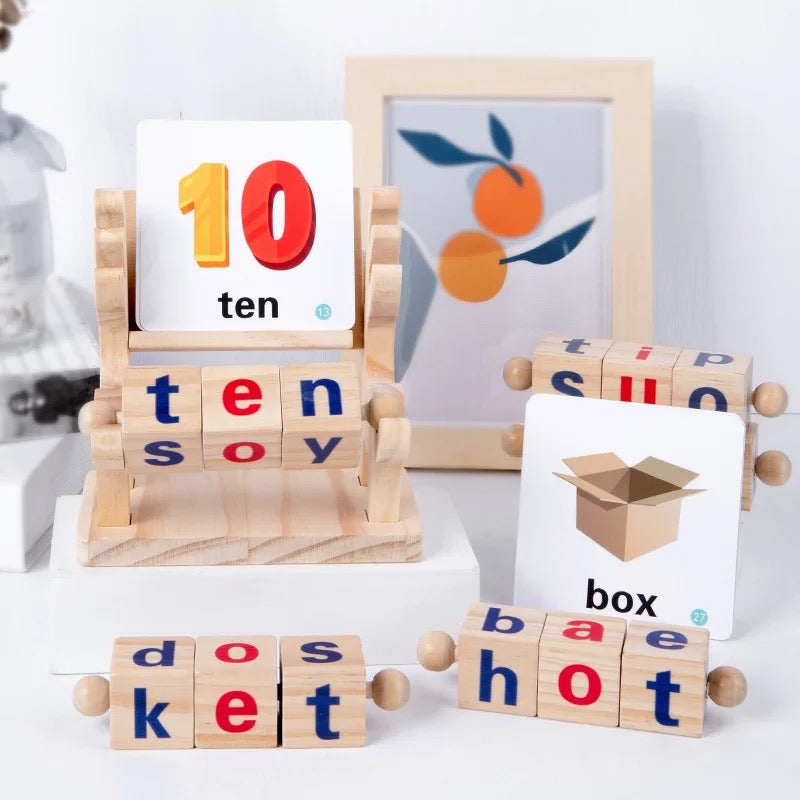 Wooden Reading Blocks Short Vowel Spelling Games