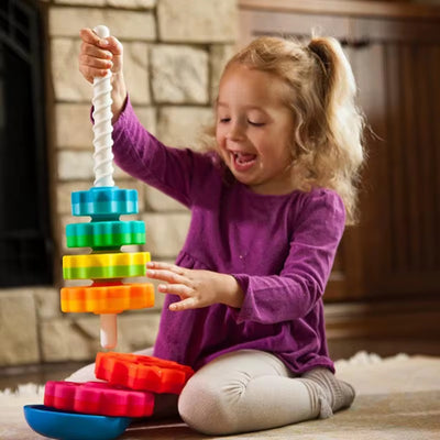 Spinning Rainbow Stack Tower