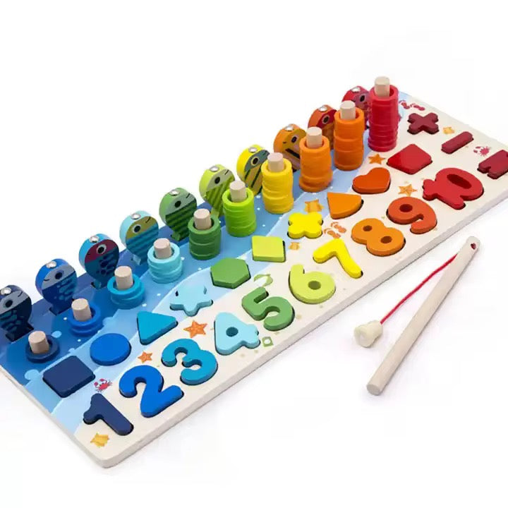 Wooden Number & Fishing Game