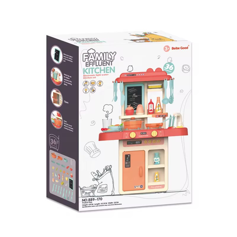 LONGMIRE Kids-Kitchen playset, with Realistic Lights & Sounds