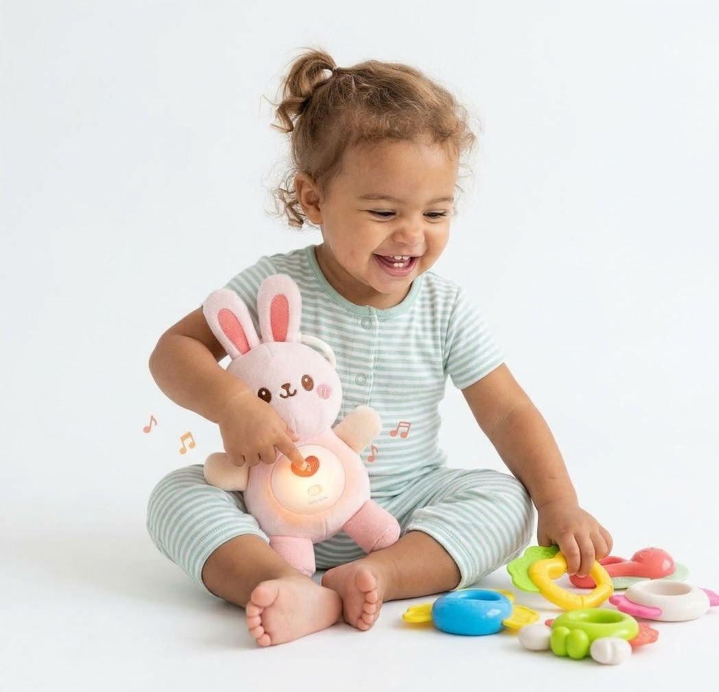 Interactive Plush Bear Musical Rattle & Teether Toy Set