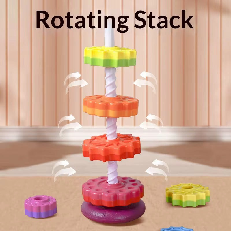Spinning Rainbow Stack Tower