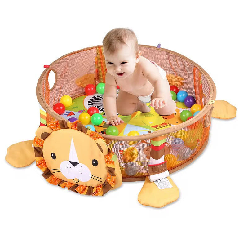 3-in-1 Lion Discovery Baby Play Mat & Ball Pit