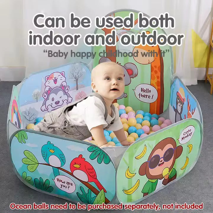 Animals Foldable Kids Ball Pit with Basketball +50ball