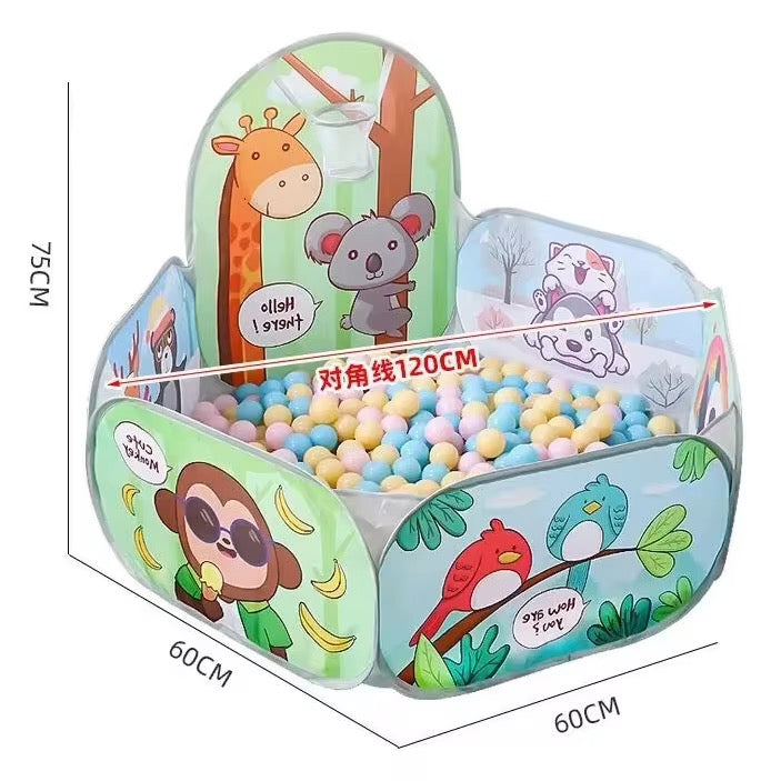 Animals Foldable Kids Ball Pit with Basketball +50ball