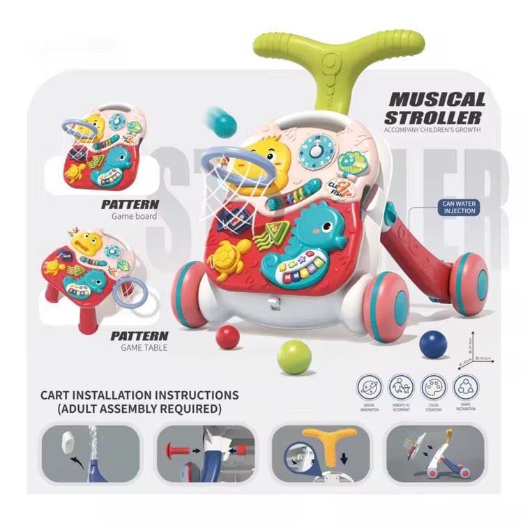 Musical baby walker and table 3 in 1 new edition