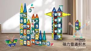 Magnetic Pipeline Building Blocks 73 pcs