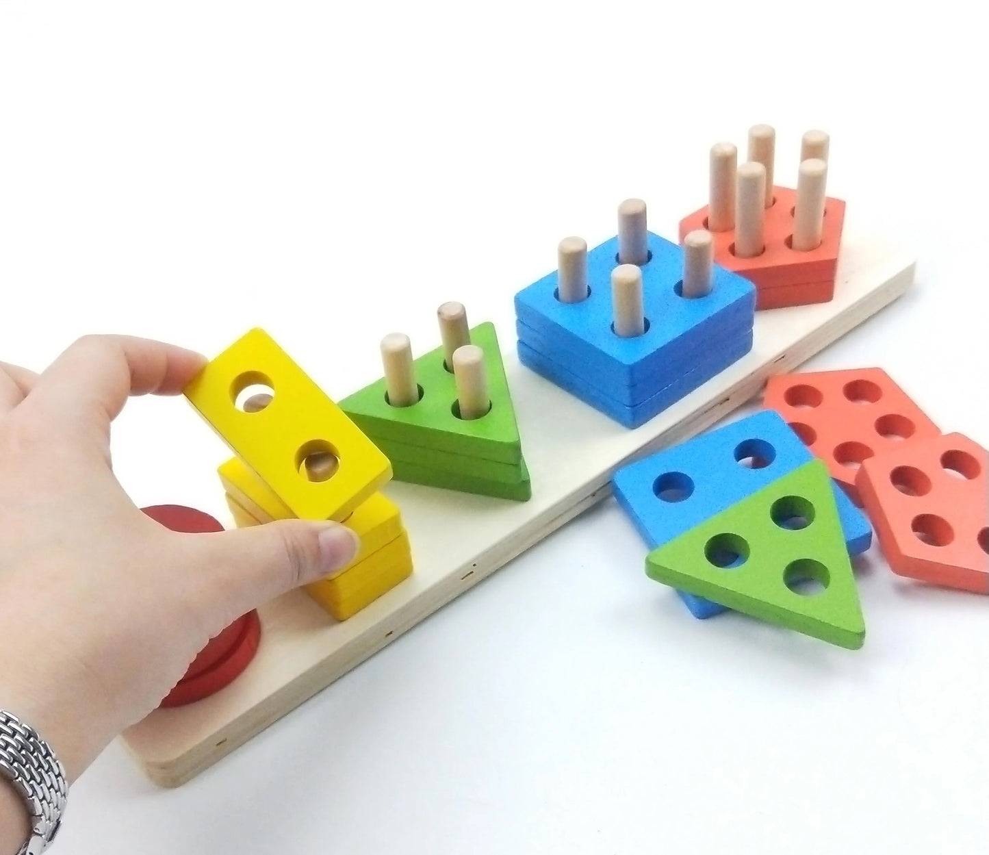 educational wooden geometric sorter board